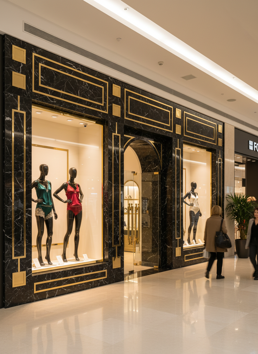 Premium lingerie boutique facade in Minsk city center