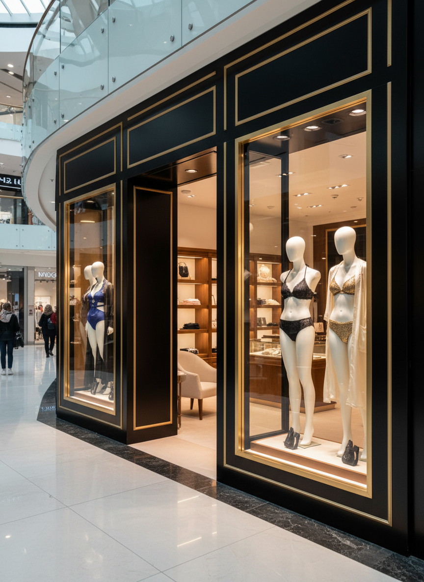 Luxury underwear boutique storefront in Minsk
